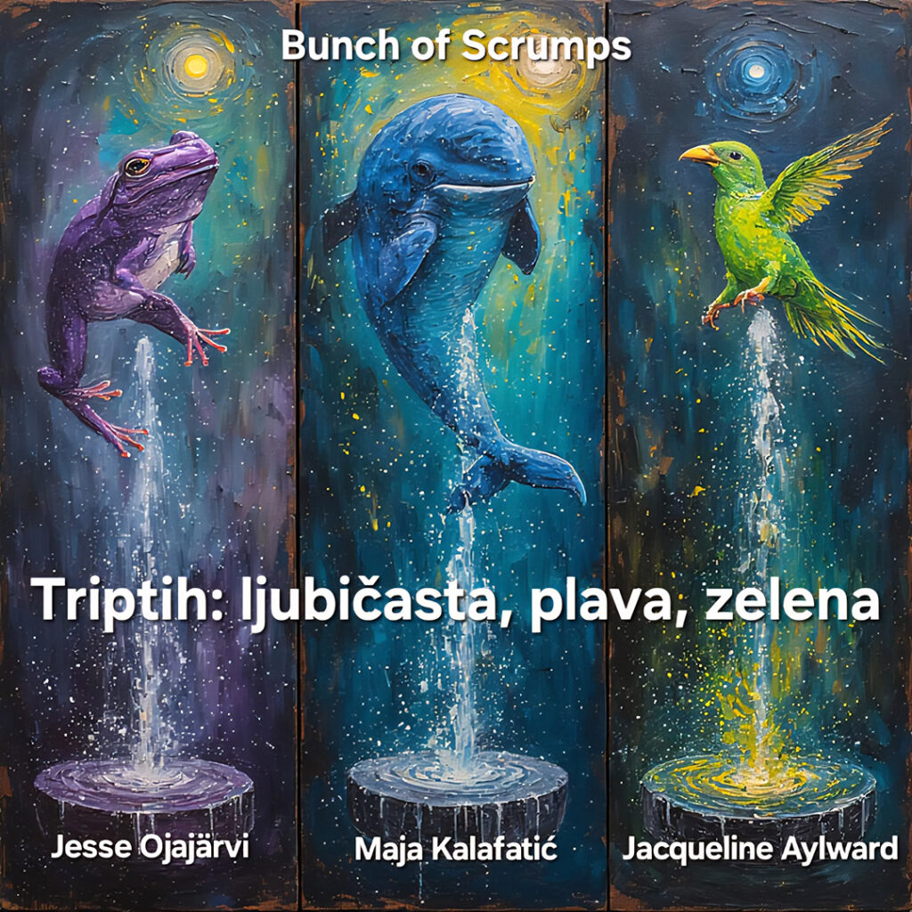 Триптих: љубичаста, плава, зелена